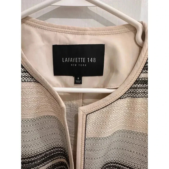 NEW- NWOT Lafayette 148 Pria Striped Long Jacket Size 8 - Picture 8 of 8